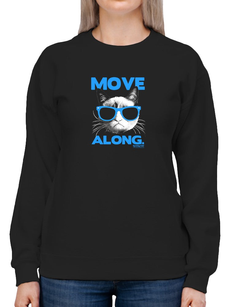 Grumpy Cat With Sunglasses Sweatshirt Women's -T-Line Designs