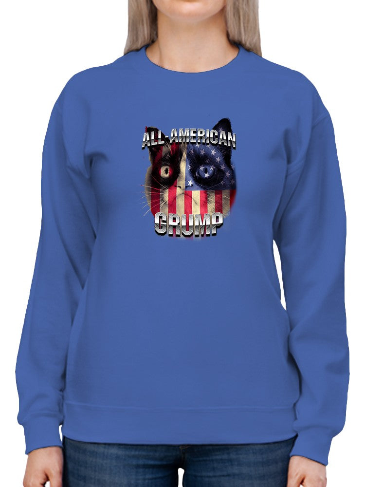 All American Grumpy Cat Sweatshirt Women's -T-Line Designs