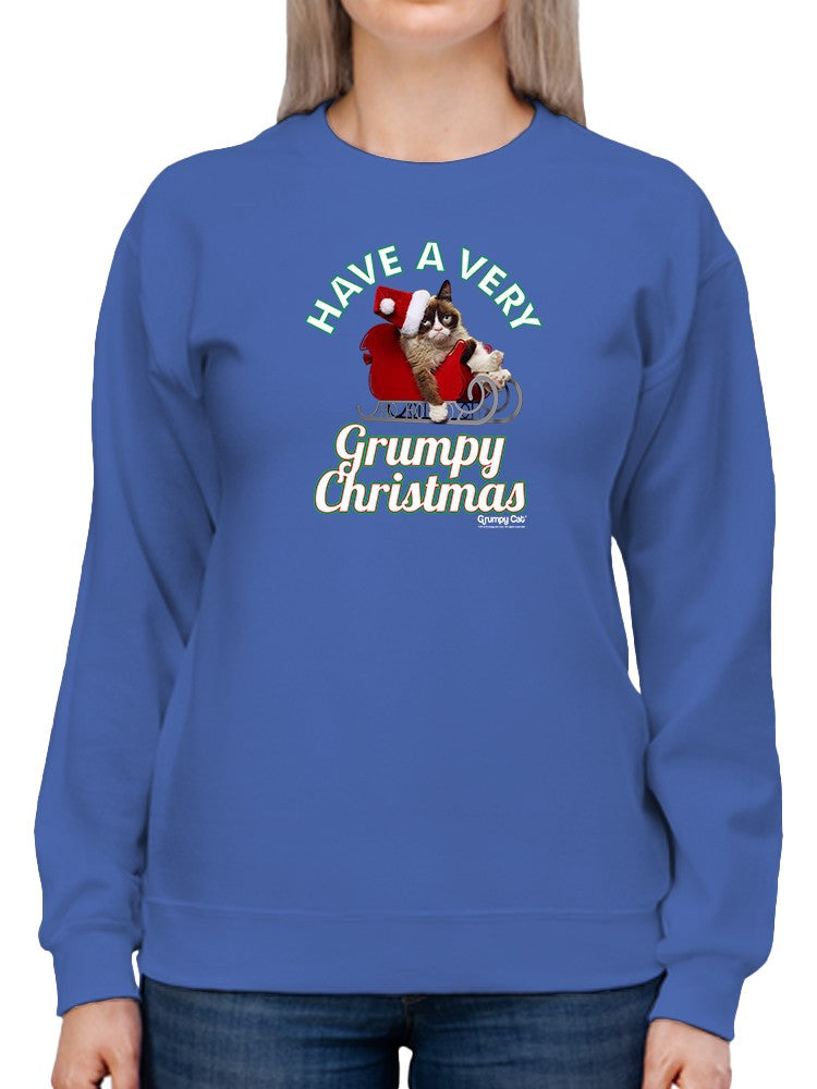 Grumpy Christmas Sled Sweatshirt Women's -T-Line Designs