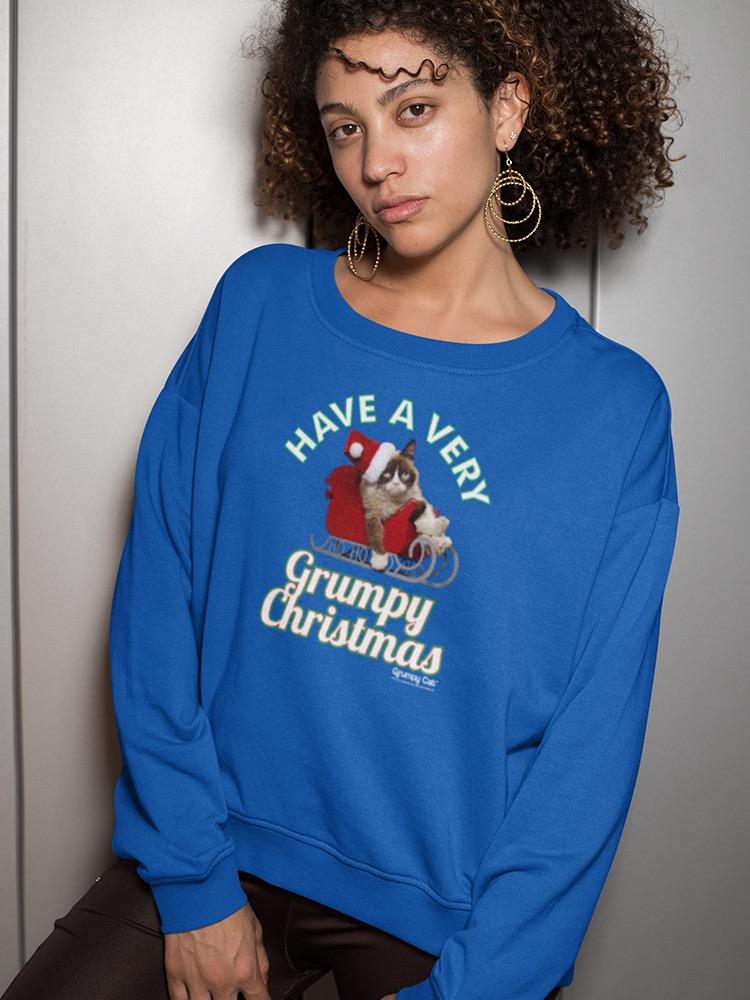 Grumpy Christmas Sled Sweatshirt Women's -T-Line Designs