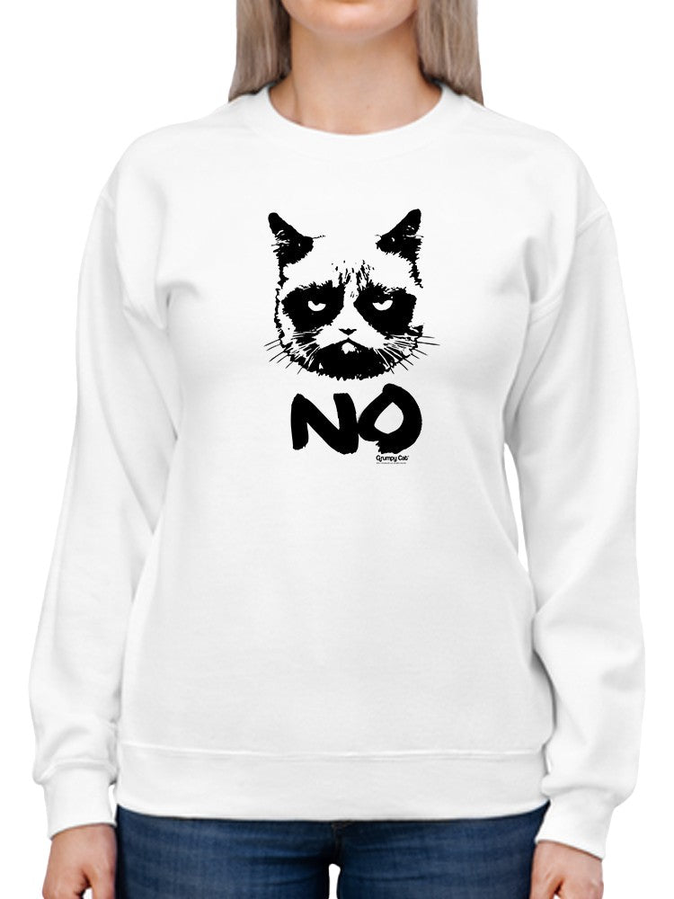 Grumpy Cat And The Word No Sweatshirt Women's -T-Line Designs