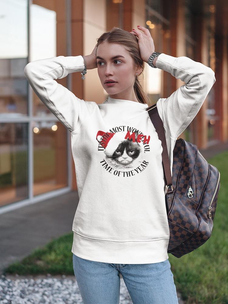 Grumpy Cat Meh Sweatshirt Women's -T-Line Designs