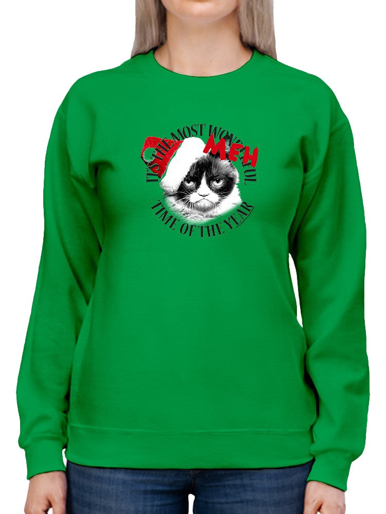 Grumpy Cat Meh Sweatshirt Women's -T-Line Designs