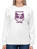 Grumpy Cat Purple Drawing Sweatshirt Women's -T-Line Designs