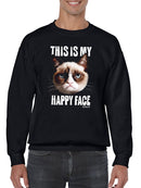 This Is My Happy Face Grumpy Cat Sweatshirt Men's -T-Line Designs