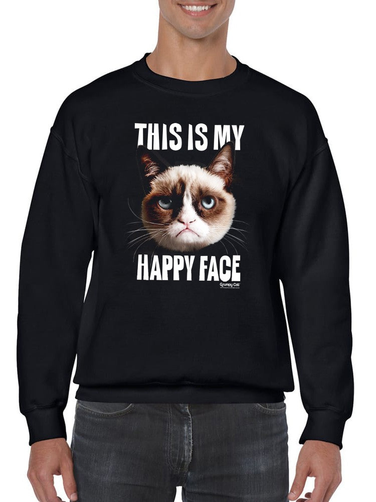 This Is My Happy Face Grumpy Cat Sweatshirt Men's -T-Line Designs