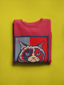 Grumpy Cat Art In Red And Blue Sweatshirt Men's -T-Line Designs