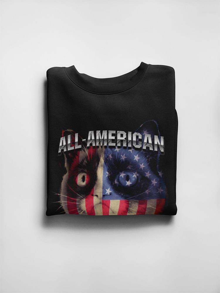 All American Grumpy Cat Face  Sweatshirt Men's -T-Line Designs