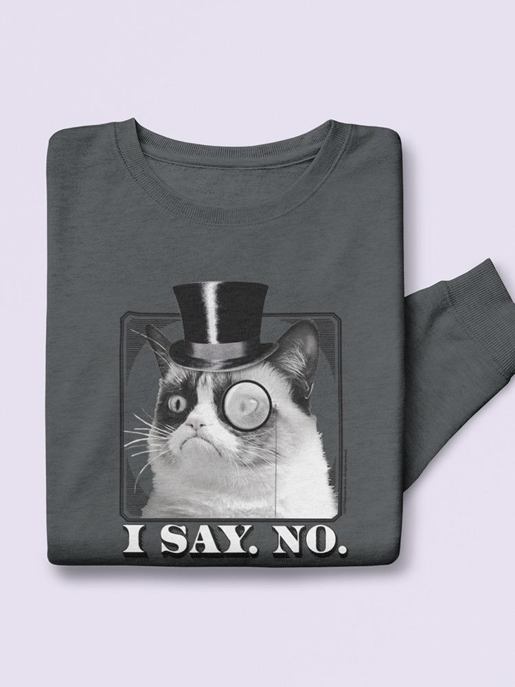 Grumpy Cat With Hat And Monocle Sweatshirt Men's -T-Line Designs