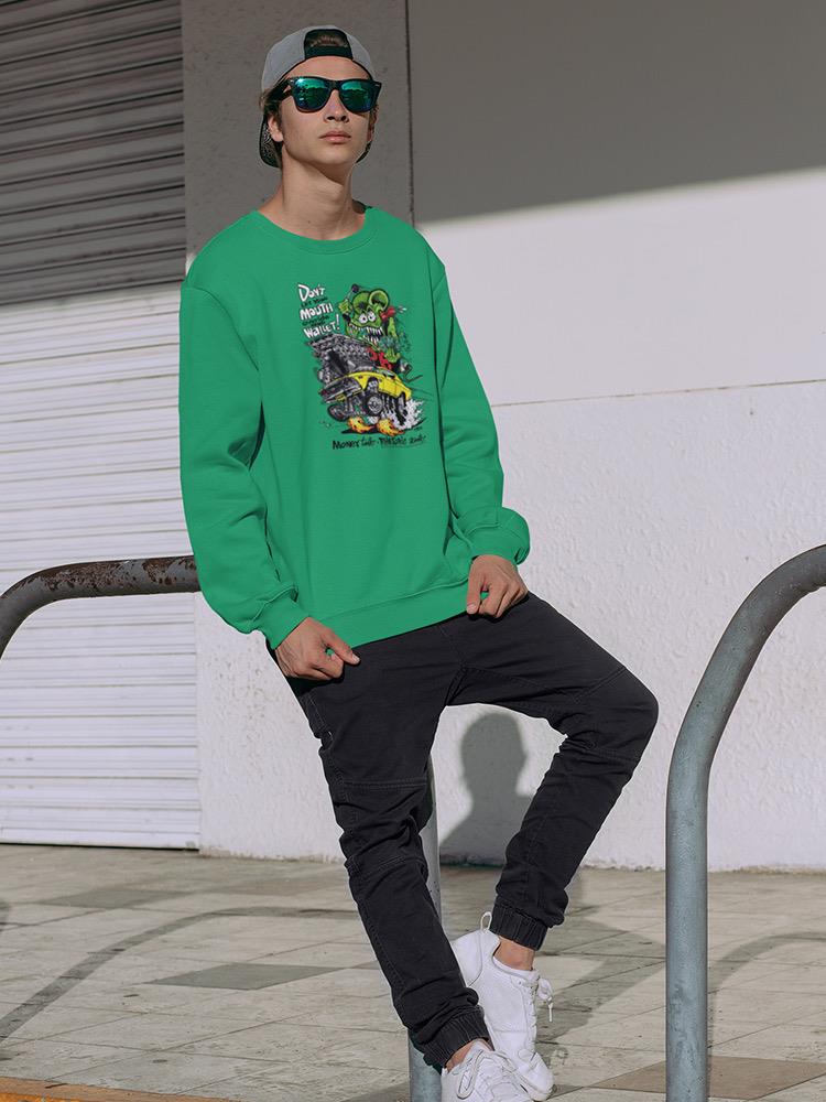 Rat Fink Money Talks Yellow Car Sweatshirt Men's -T-Line Designs