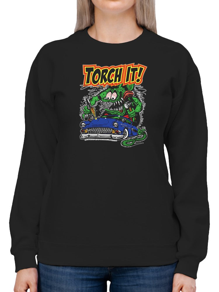 Rat Fink Torch Mechanic Sweatshirt Women's -T-Line Designs