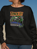 Rat Fink Torch Mechanic Sweatshirt Women's -T-Line Designs