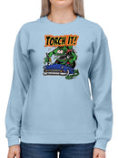 Rat Fink Torch Mechanic Sweatshirt Women's -T-Line Designs