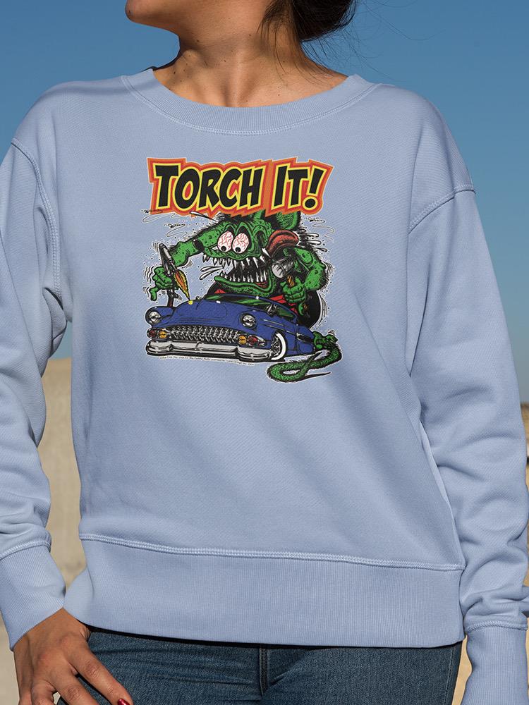 Rat Fink Torch Mechanic Sweatshirt Women's -T-Line Designs