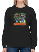 Rat Fink Coffin Hot Rod Sweatshirt Women's -T-Line Designs