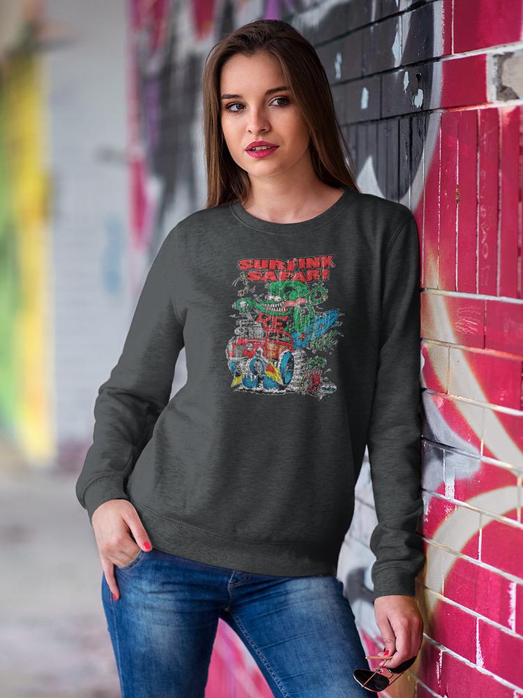Rat Fink Surfink Faded Beach Art Sweatshirt Women's -T-Line Designs