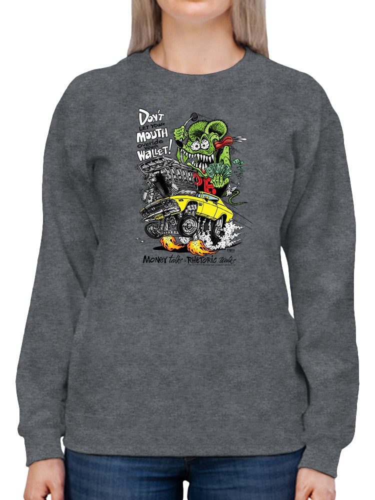 Rat Fink Money Talks Rat Sweatshirt Women's -T-Line Designs