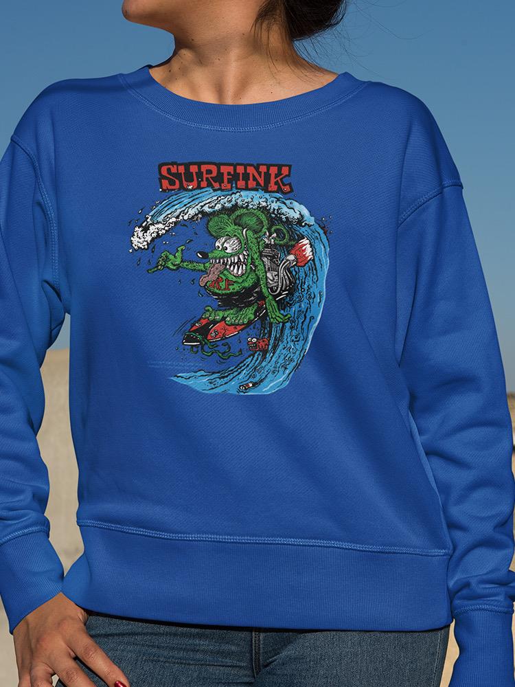 Rat Fink Surfing Rat Sweatshirt Women's -T-Line Designs
