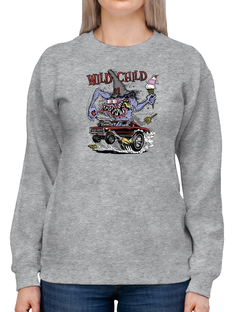 Wild Child Ice Cream Monster Sweatshirt Women's -T-Line Designs