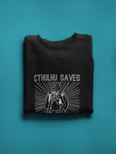 Cthulhu Saves, White Stripes Sweatshirt Men's -T-Line Designs