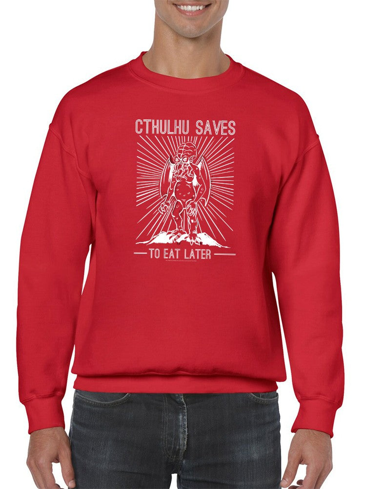 Cthulhu Saves, White Stripes Sweatshirt Men's -T-Line Designs