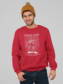 Cthulhu Saves, White Stripes Sweatshirt Men's -T-Line Designs