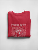 Cthulhu Saves, White Stripes Sweatshirt Men's -T-Line Designs