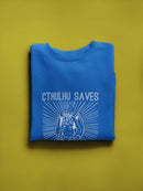 Cthulhu Saves, White Stripes Sweatshirt Men's -T-Line Designs