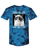Sorry I'm Late, Grumpy Cat Tie-Dye Crystal -