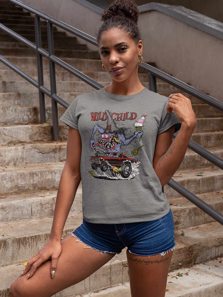 Rat Fink Wild Child Women's Sports Grey T-shirt
