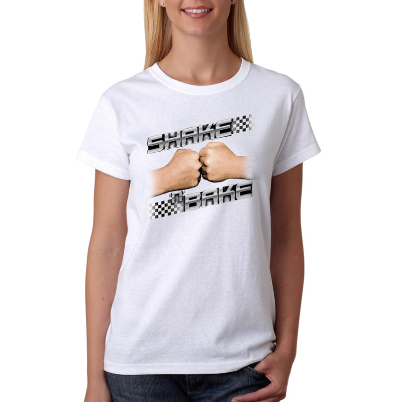 Talladega Nights Shake and Bake Checker Women's White T-shirt