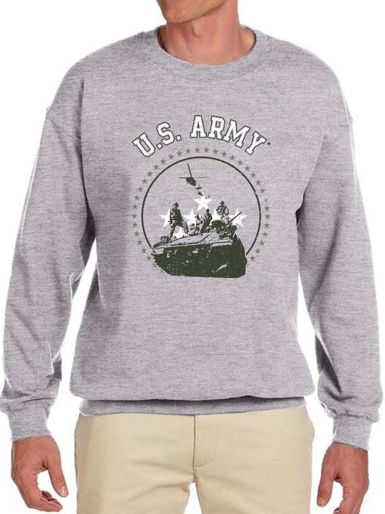 Soldiers And Tank Silhouettes Sweatshirt -Army Designs