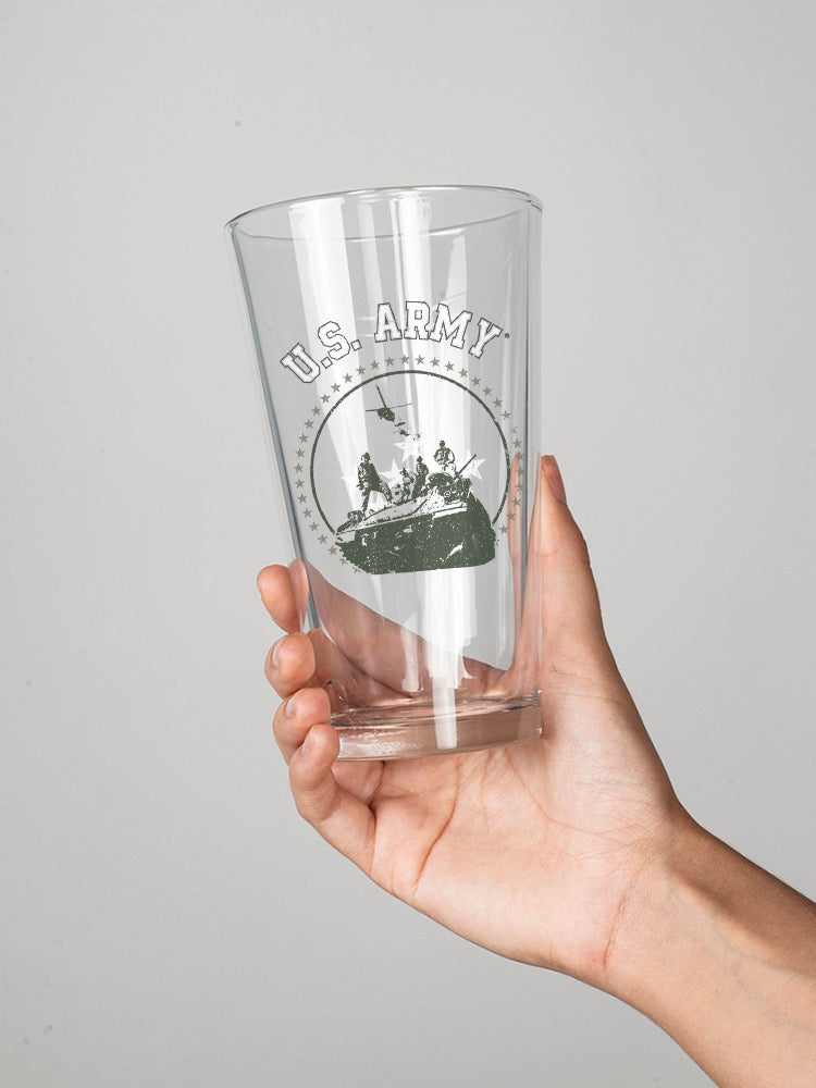 Army Tank And Soldiers Pint Glass -Army Designs