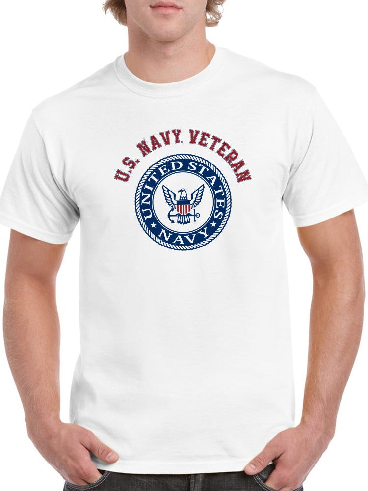 Us Navy Veteran Badge Tee Men's -Navy Designs