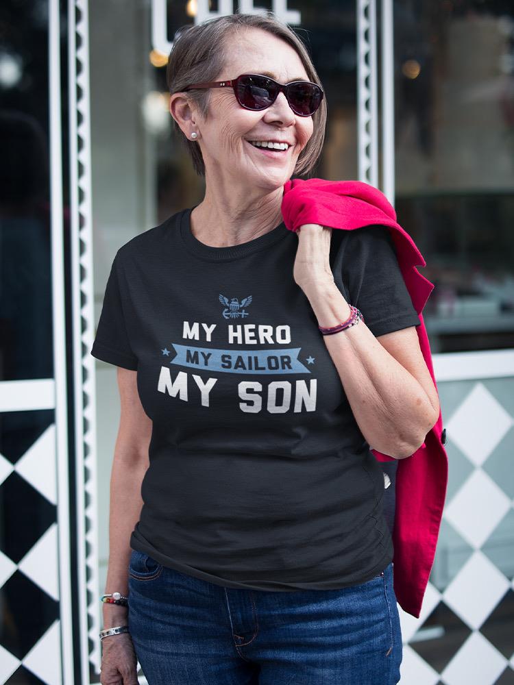 My Hero, Sailor And Son Shaped Tee Women's -Navy Designs