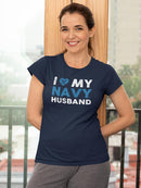 Love My Navy Husband Shaped Tee Women's -Navy Designs