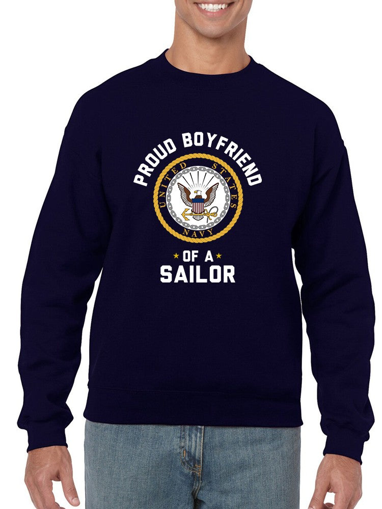 Proud Boyfriend Navy Sweatshirt Men's -Navy Designs