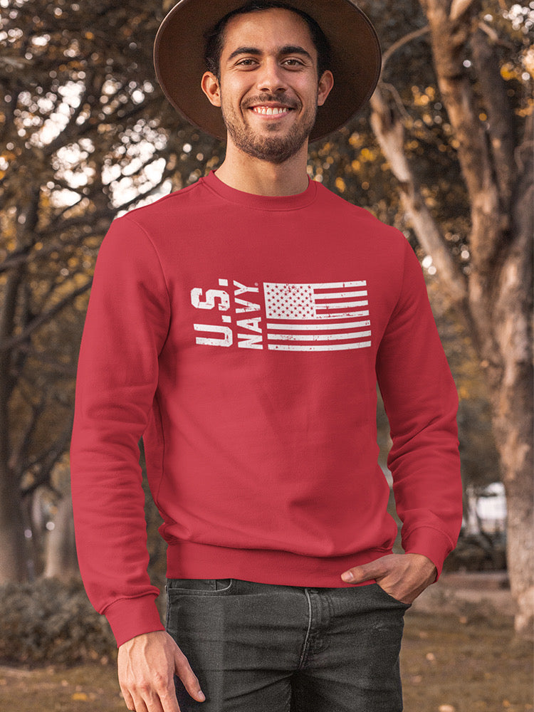 U.S. Navy American Flag Sweatshirt Men's -Navy Designs