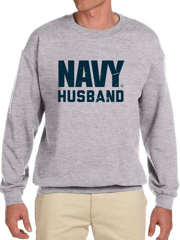 Navy Husband Phrase Sweatshirt Men's -Navy Designs