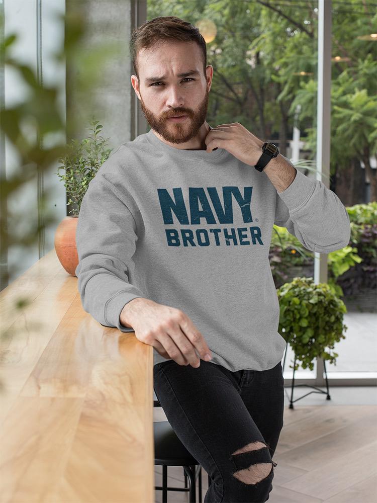 Navy Brother Phrase Sweatshirt Men's -Navy Designs