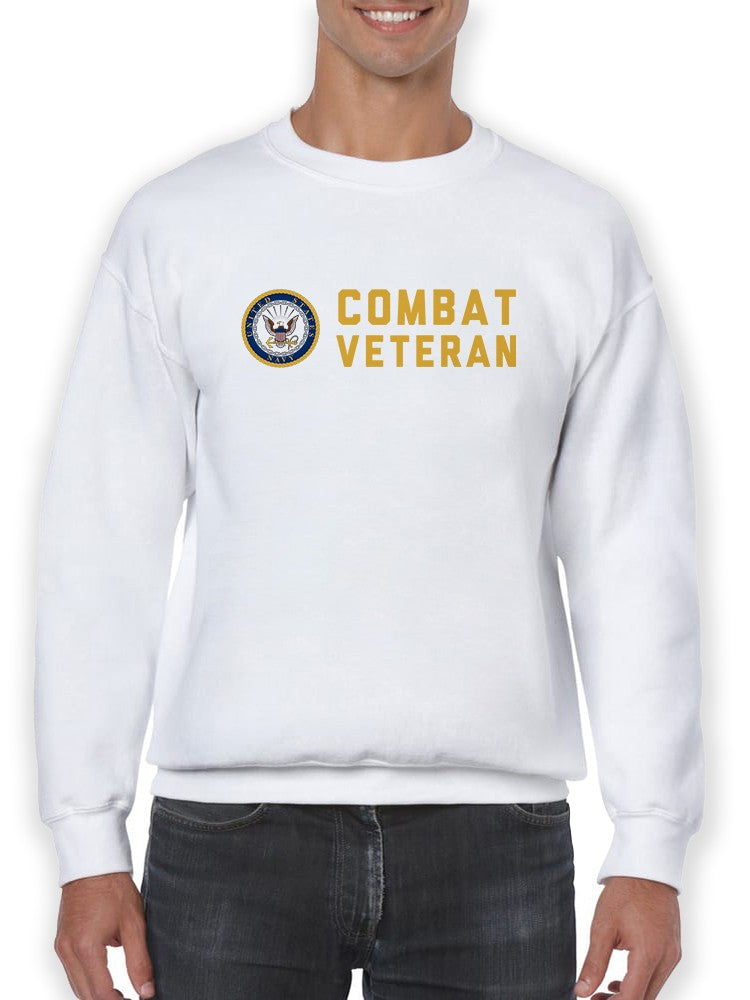 Combat Veteran Phrase Sweatshirt Men's -Navy Designs