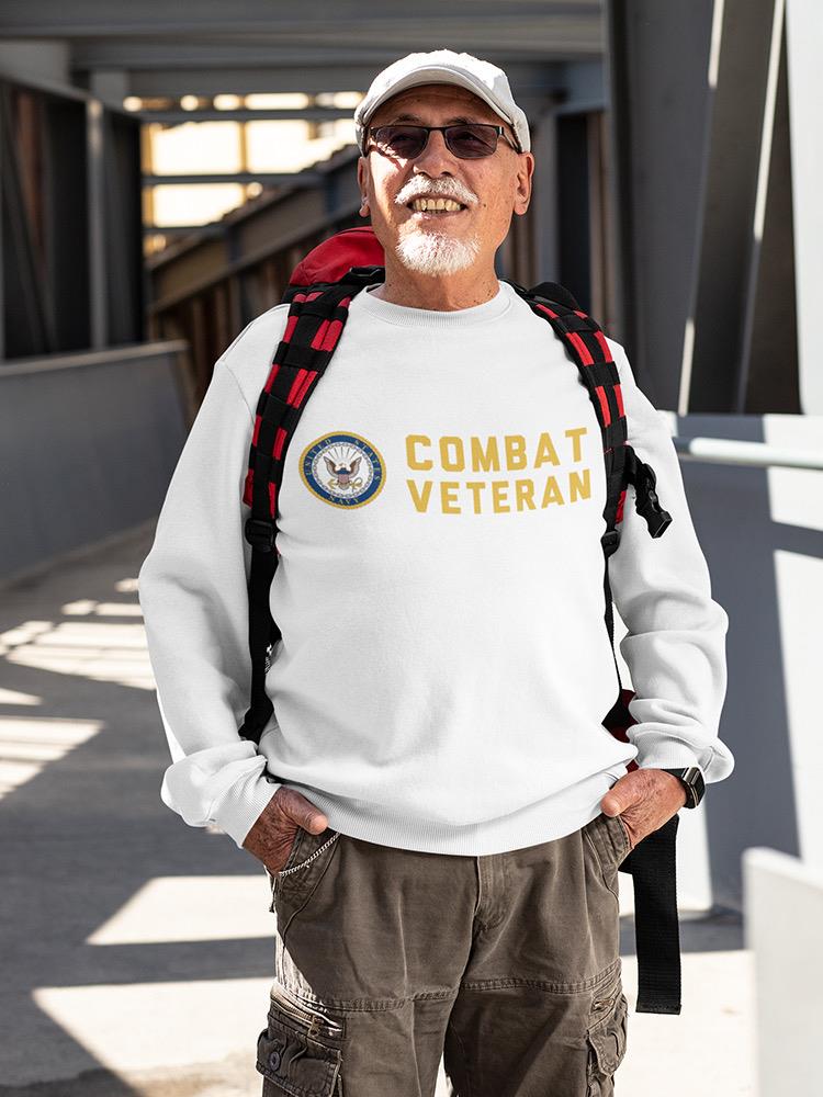 Combat Veteran Phrase Sweatshirt Men's -Navy Designs