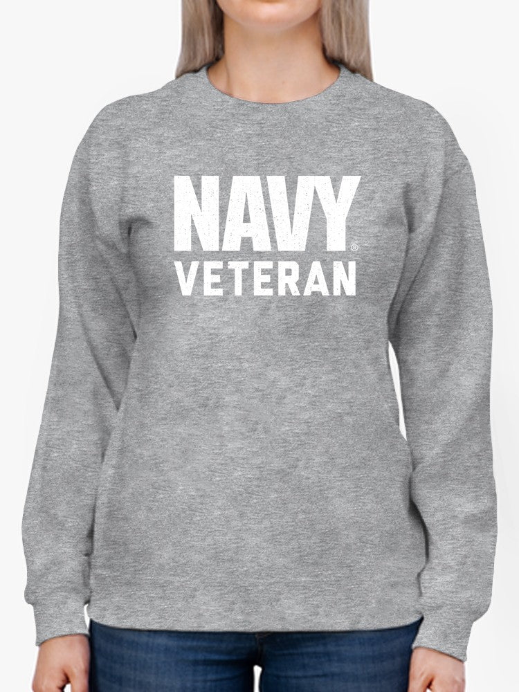 Navy Veteran Phrase Sweatshirt Women's -Navy Designs