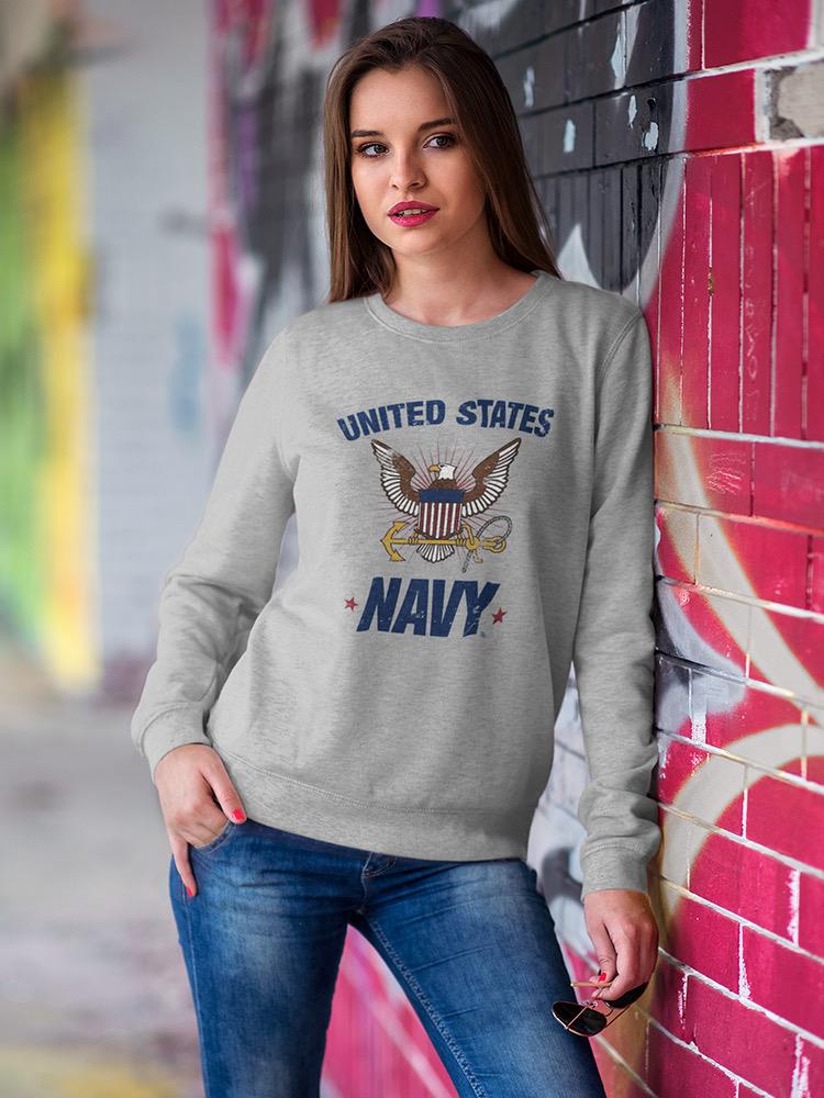 United States Navy Slogan Sweatshirt Women's -Navy Designs