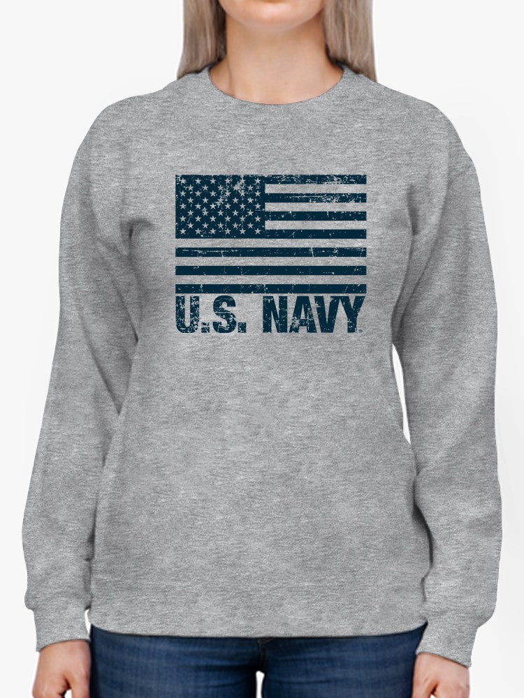 U.S. Navy Flag Quote Sweatshirt Women's -Navy Designs