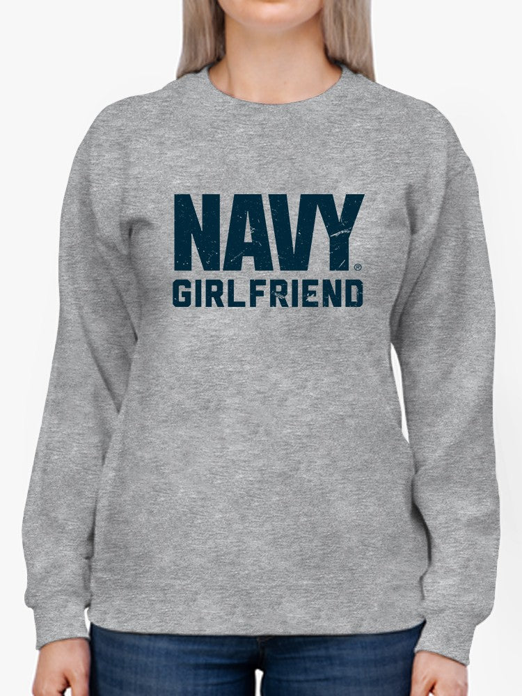 Navy Girlfriend Phrase Sweatshirt Women's -Navy Designs