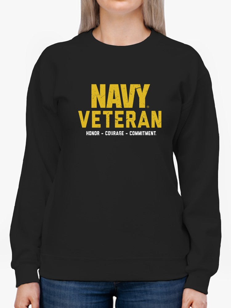 Navy Veteran Honor  Phrase Sweatshirt Women's -Navy Designs