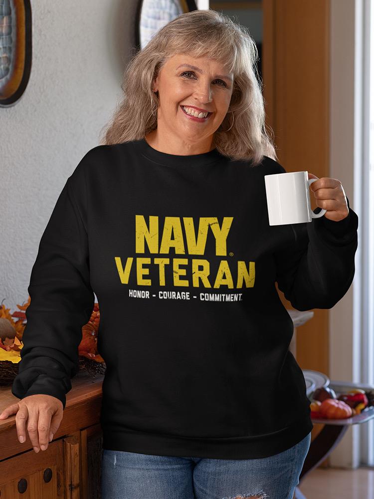 Navy Veteran Honor  Phrase Sweatshirt Women's -Navy Designs