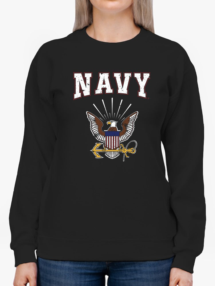 Navy Logo Phrase Sweatshirt Women's -Navy Designs