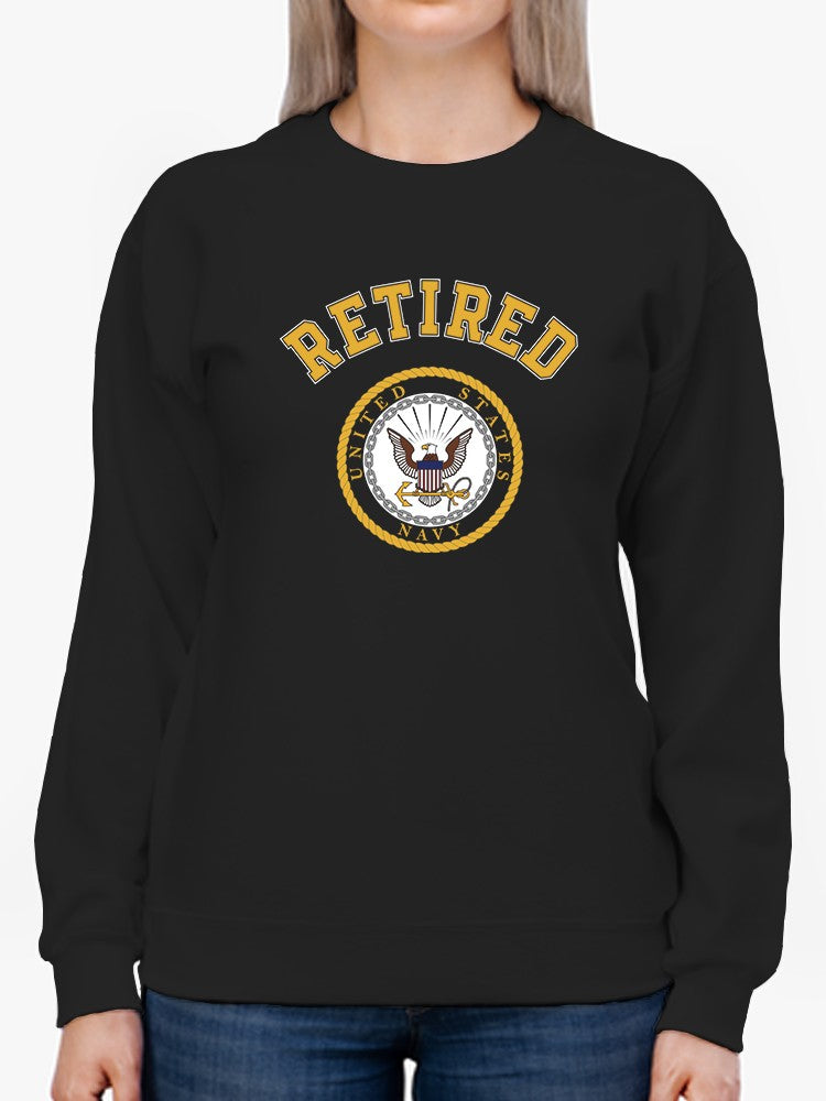 Retired U.S. Navy Phrase Sweatshirt Women's -Navy Designs